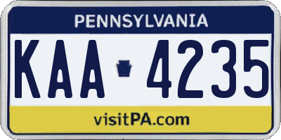 PA license plate KAA4235