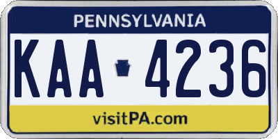 PA license plate KAA4236