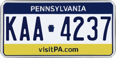 PA license plate KAA4237