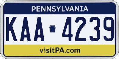 PA license plate KAA4239