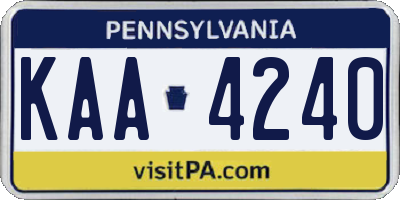PA license plate KAA4240