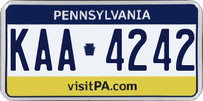 PA license plate KAA4242