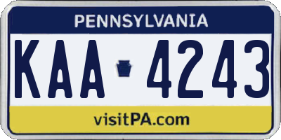 PA license plate KAA4243