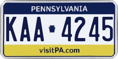 PA license plate KAA4245