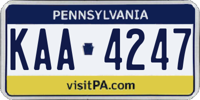 PA license plate KAA4247