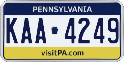 PA license plate KAA4249