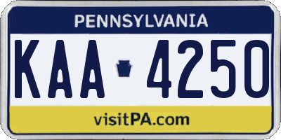 PA license plate KAA4250