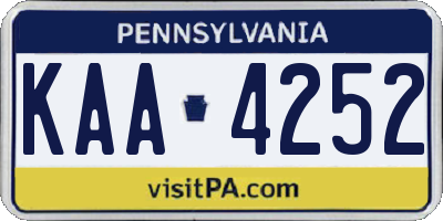PA license plate KAA4252