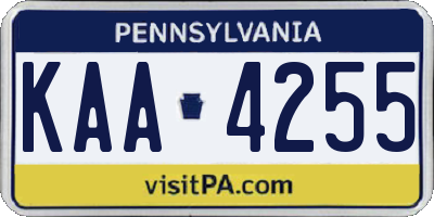 PA license plate KAA4255