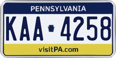 PA license plate KAA4258