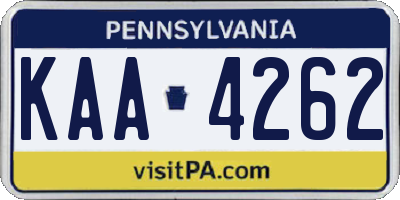 PA license plate KAA4262