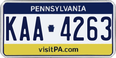 PA license plate KAA4263