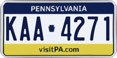 PA license plate KAA4271