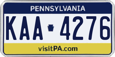 PA license plate KAA4276