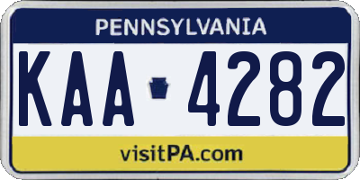 PA license plate KAA4282