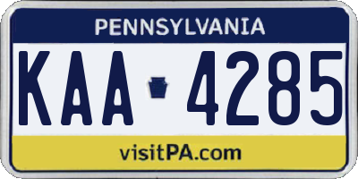 PA license plate KAA4285