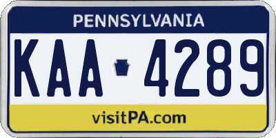 PA license plate KAA4289