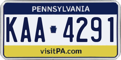 PA license plate KAA4291