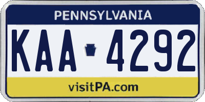 PA license plate KAA4292