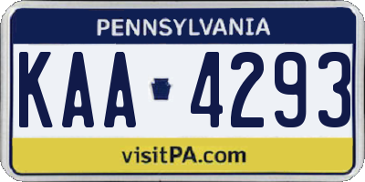 PA license plate KAA4293