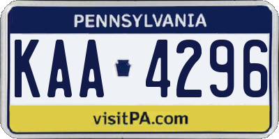 PA license plate KAA4296