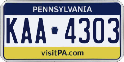 PA license plate KAA4303