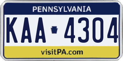 PA license plate KAA4304