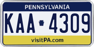 PA license plate KAA4309