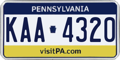 PA license plate KAA4320
