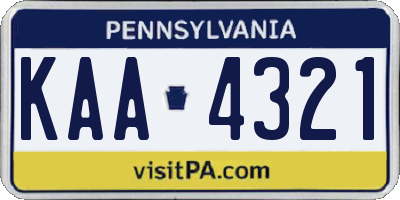 PA license plate KAA4321