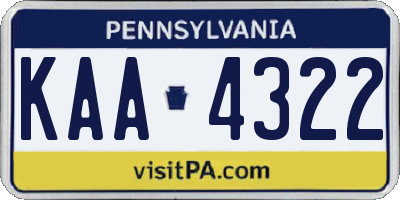 PA license plate KAA4322