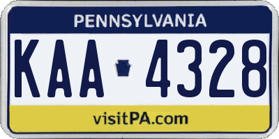 PA license plate KAA4328