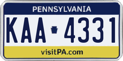 PA license plate KAA4331