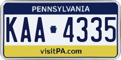 PA license plate KAA4335