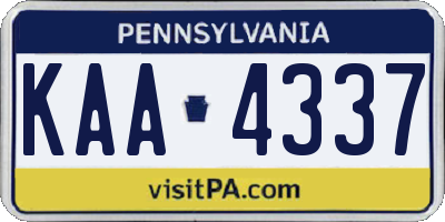 PA license plate KAA4337