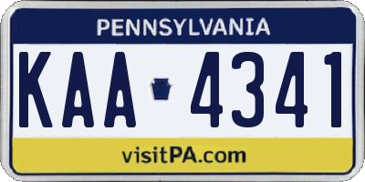 PA license plate KAA4341