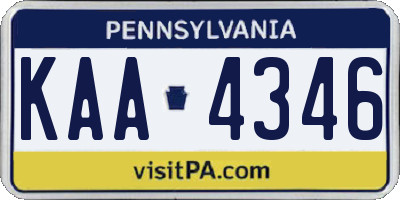 PA license plate KAA4346