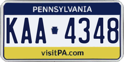 PA license plate KAA4348