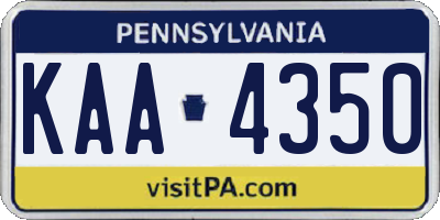 PA license plate KAA4350