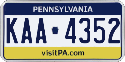 PA license plate KAA4352