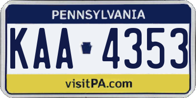 PA license plate KAA4353