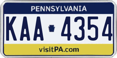 PA license plate KAA4354
