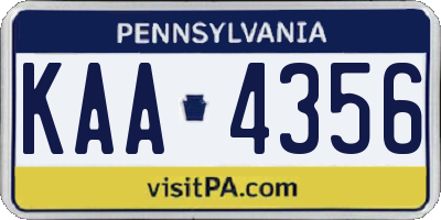 PA license plate KAA4356