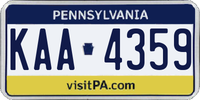 PA license plate KAA4359