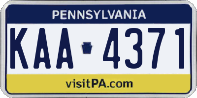 PA license plate KAA4371