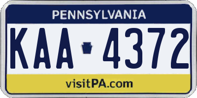 PA license plate KAA4372
