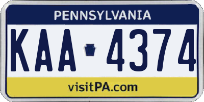 PA license plate KAA4374