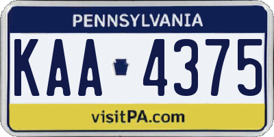 PA license plate KAA4375