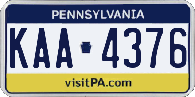 PA license plate KAA4376