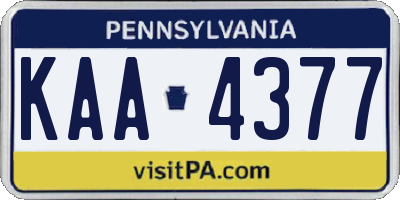PA license plate KAA4377